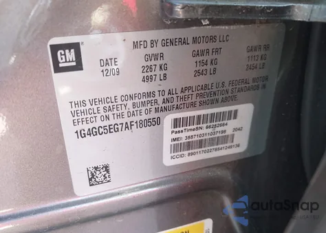 2010 Buick Lacrosse Cxl z USA, uszkodzony, nr VIN 1G4GC5EG7AF180550